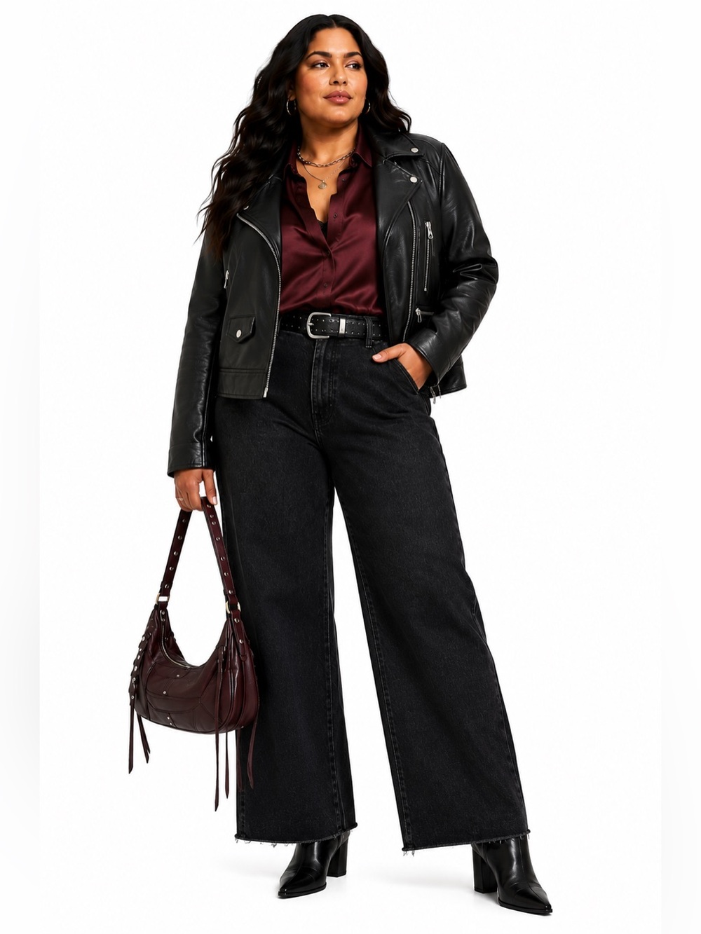 Torrid Black Faux Leather Moto Jacket Size 2 Cropped Silver Hardware - Picture 2 of 10